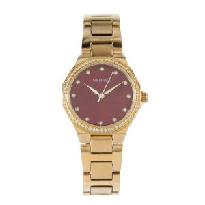 جينيفاء صنقل فصوص  ذهبي مع مينا عنابي